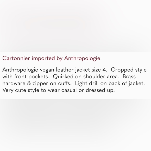 Anthropologie Vegan Leather Ruffle Brown Jacket 4 - Picture 10 of 10